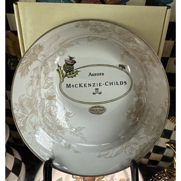 Mackenzie-Childs 8” Aurora Pattern FARMHOUSE Cereal Bowl Retired Pristine - Picture 3 of 5